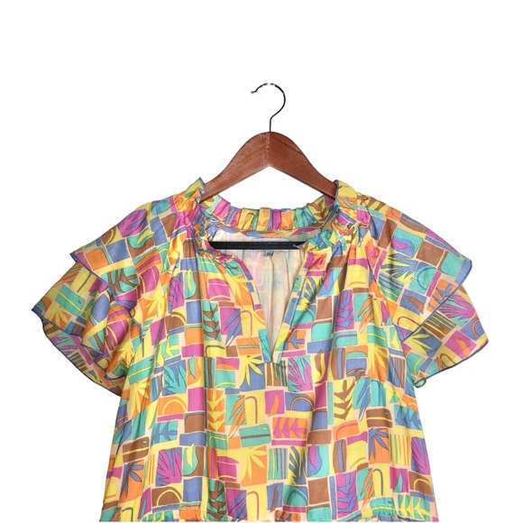 Olivia James The Label Tinsley Tiered Ruffle Hem Mini Dress In South Beach Multi - Picture 6 of 9